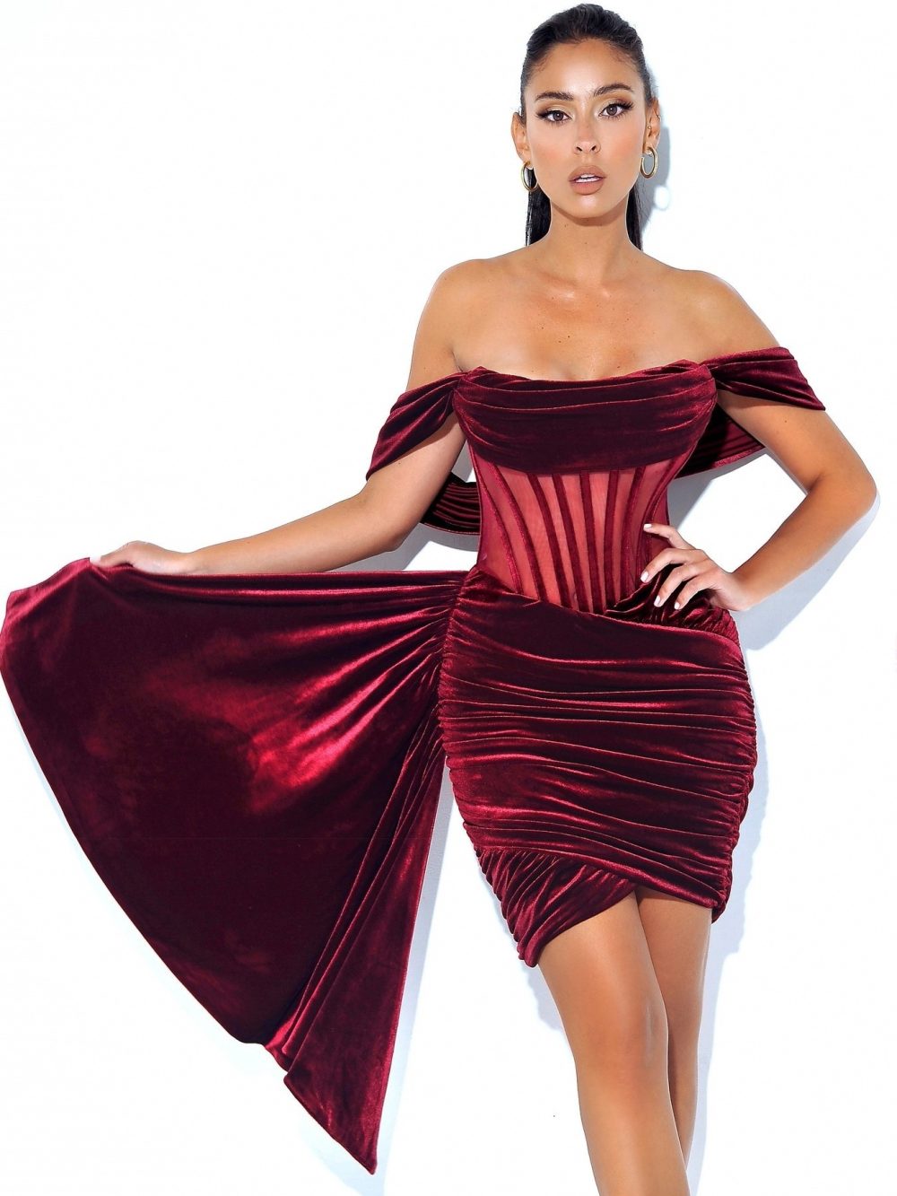 Women's Velvet With Breast Sexy Evening Dress - Image 2