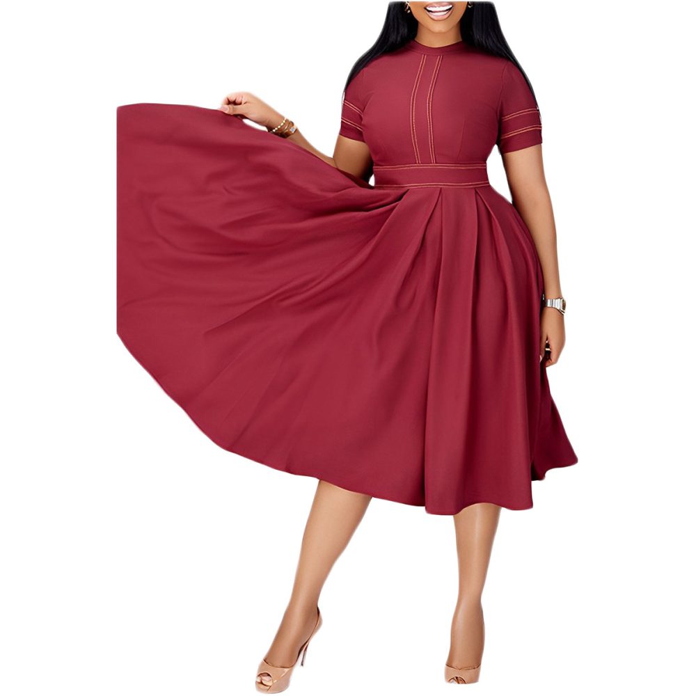 Women's Elegant Stitching Ruffle A- Line Dress - Image 4