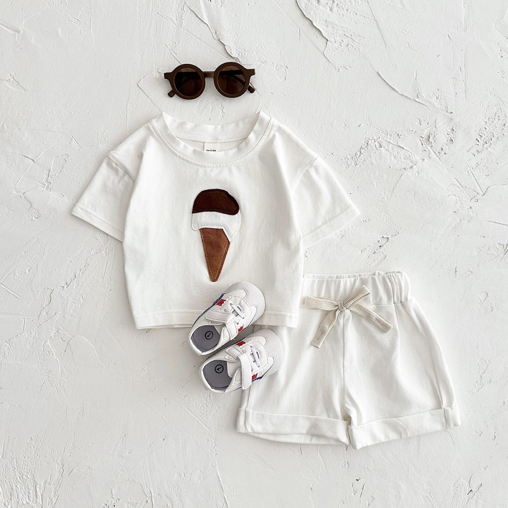 Baby Ice Cream Patch Short Sleeve Suit - Image 5
