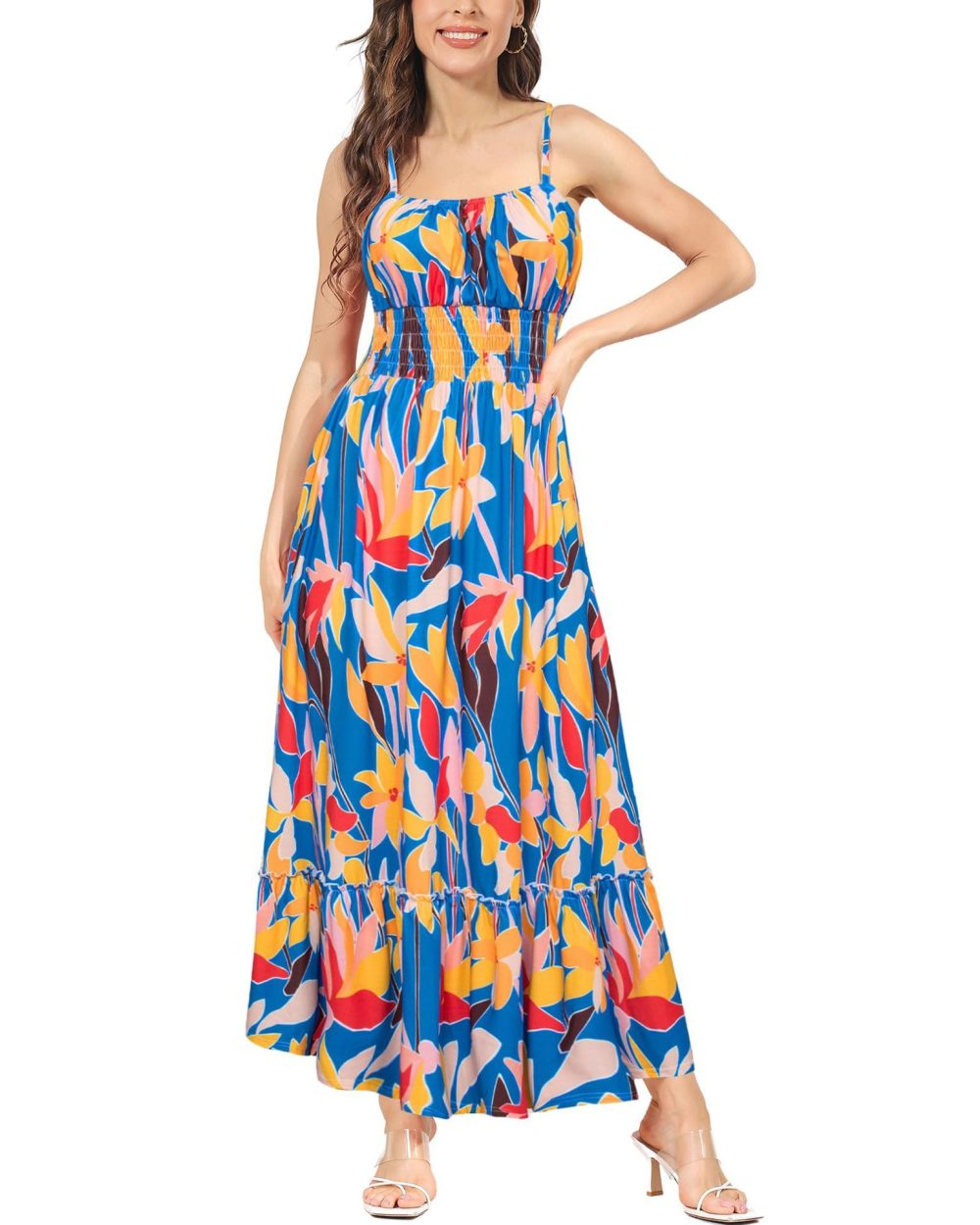 Women's Sleeveless Spaghetti Strap Pleated Pleated Beach Dress - Image 6