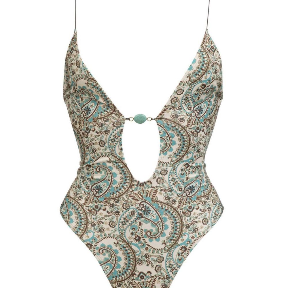 Sexy Deep V One-piece Swimsuit Female Summer Hot Girl Printed Lace Up Backless Swimsuit - Image 4