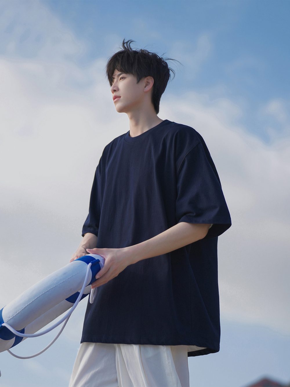 Men's Solid Color Loose-fitting Pure Cotton Short Sleeves T-shirt - Image 2