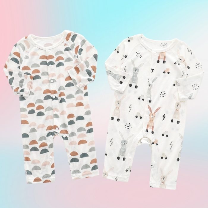 Light And Soft Bamboo Fiber Baby Jumpsuit Floral Animal Cute Print Spring Autumn Newborn Clothes Unisex Long Sleeve Baby Rompers For Boys Girls