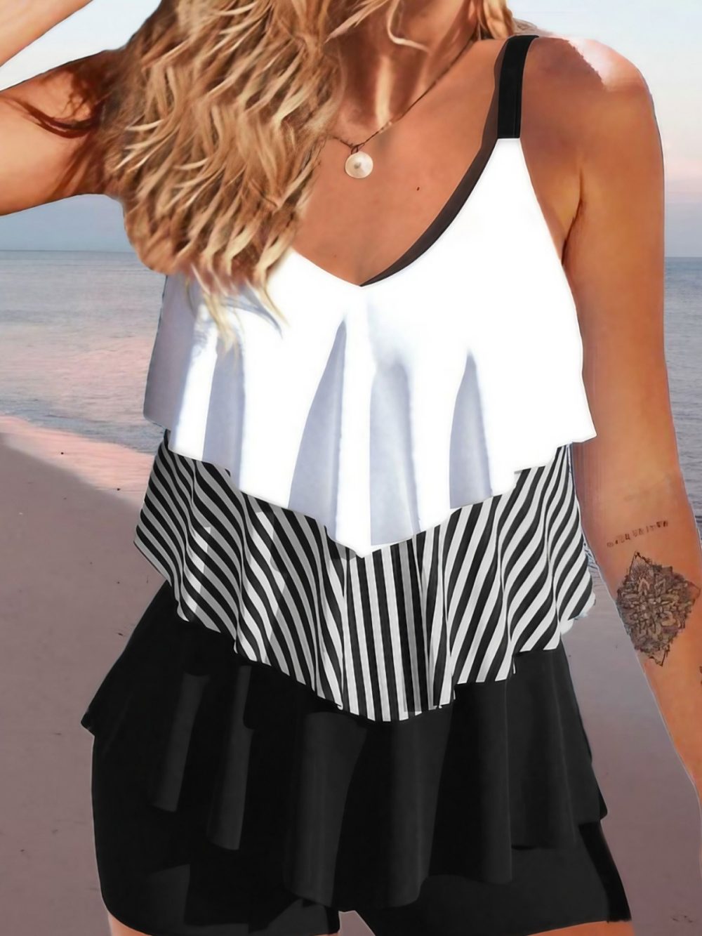 Women's Sleeveless Backless Spaghetti-strap Ruffle Bikini Split Swimsuit - Image 2