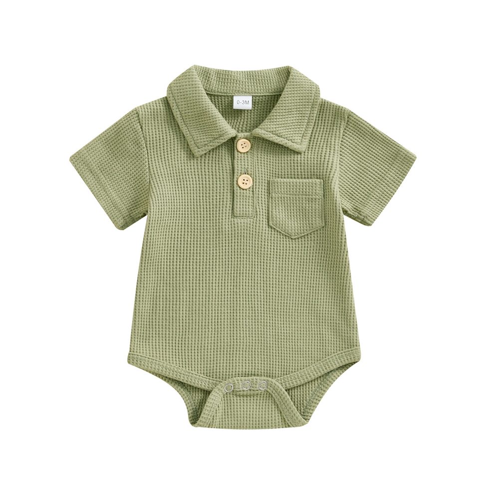 Baby Fashion Casual Solid Color Waffle Jumpsuit - Image 8