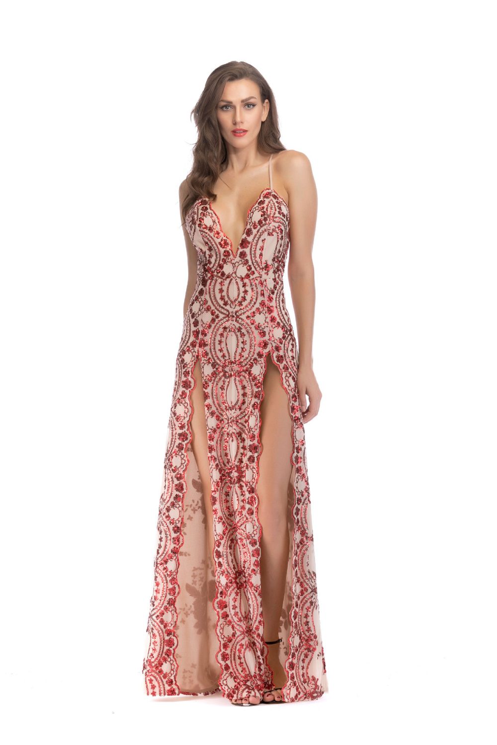 Women's Fashion Suspenders Sequined Split Dress - Image 4