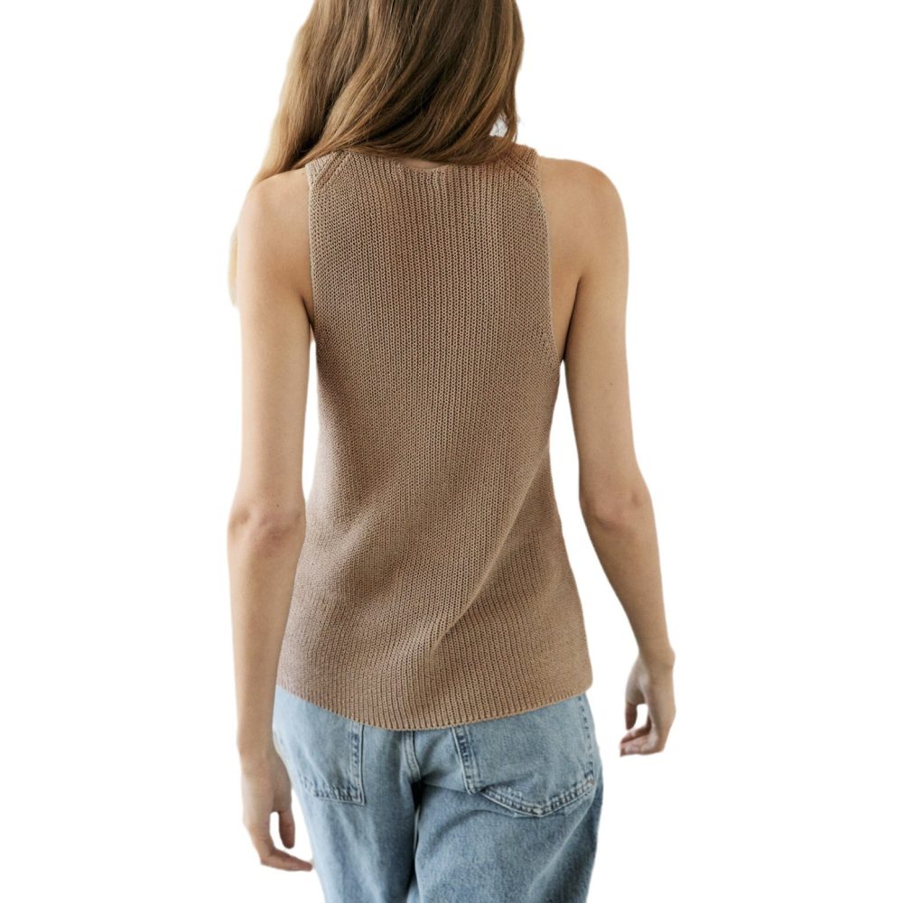 Elegant Cross-halterneck Spaghetti Straps Sleeveless Knitted Vest Top - Image 5
