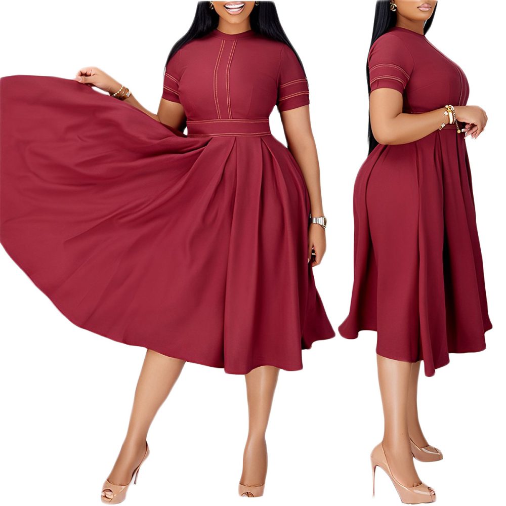 Women's Elegant Stitching Ruffle A- Line Dress - Image 2