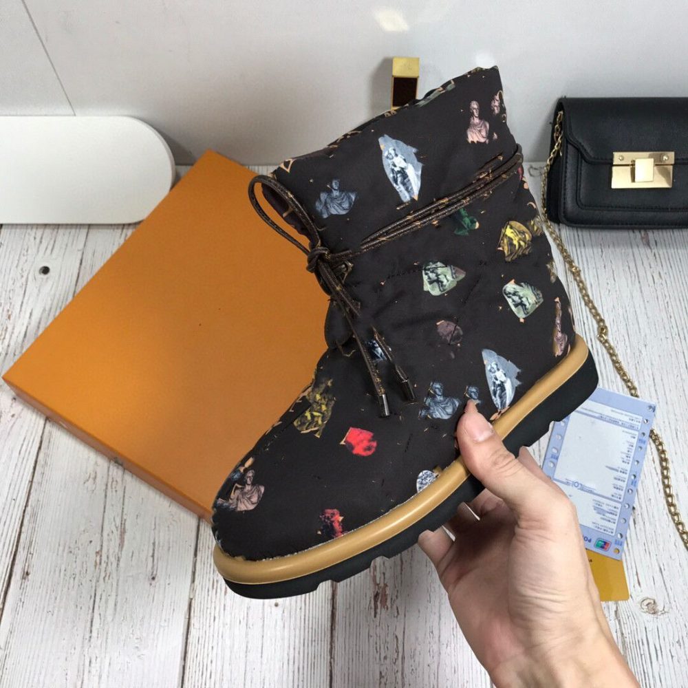 Printed Solid Color Down Cotton Warm Boots - Image 7