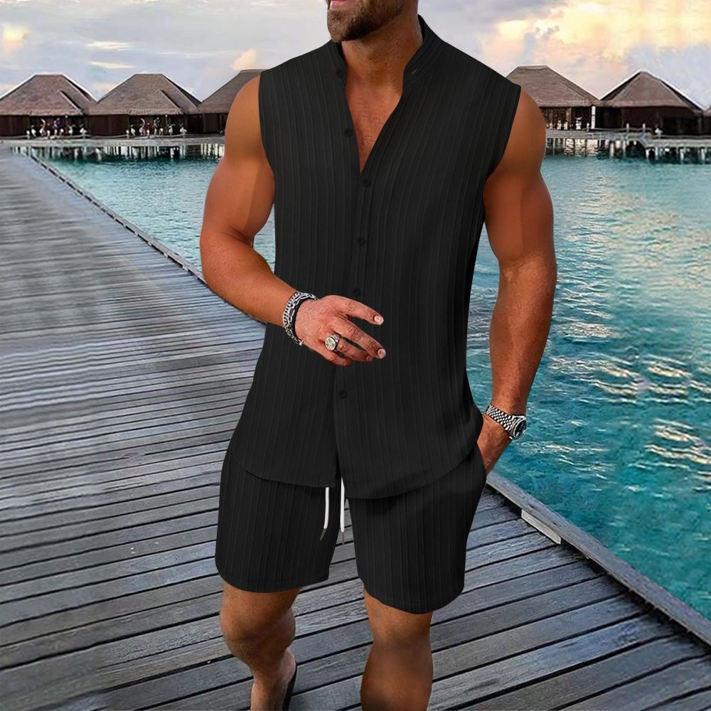 Men's Vest Casual Loose Sleeveless Shorts Suit - Image 8
