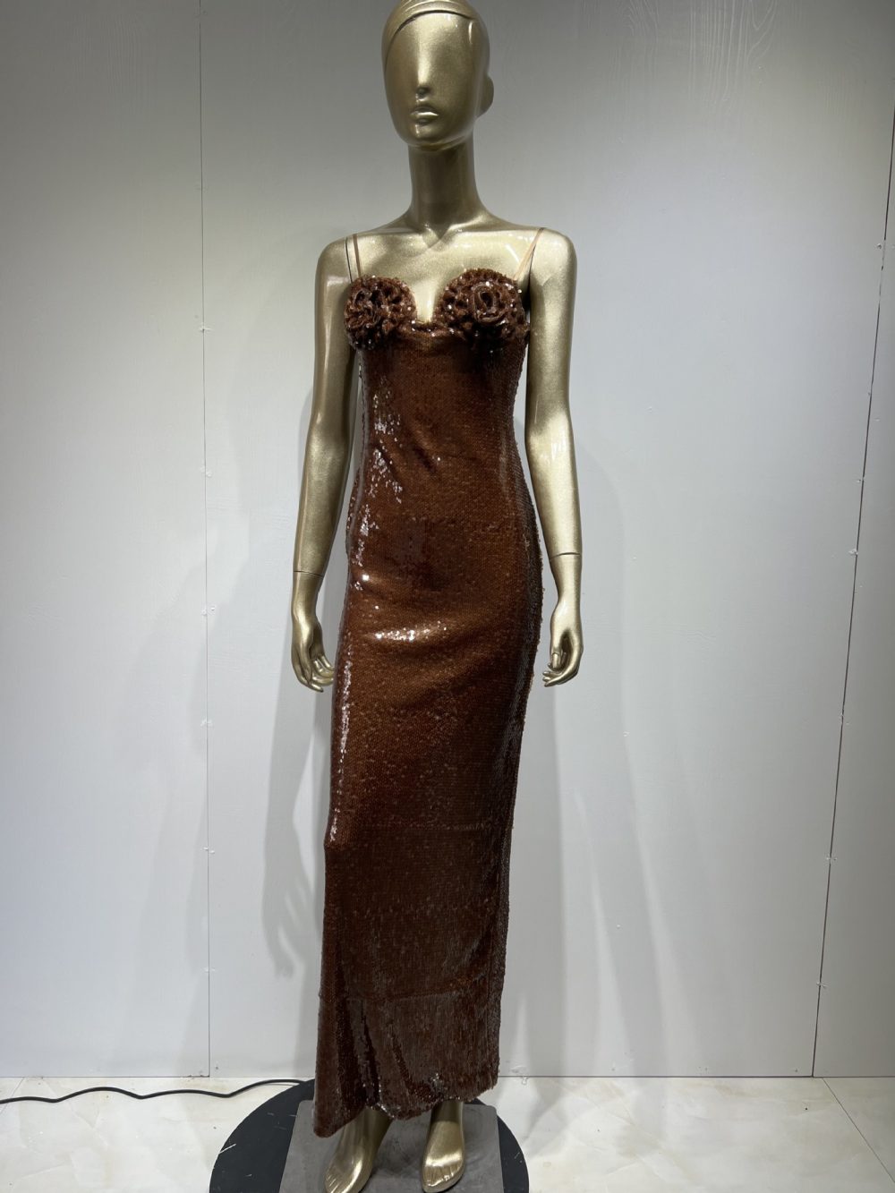 Sequined Brown Sling Dress High Street Banquet - Image 6