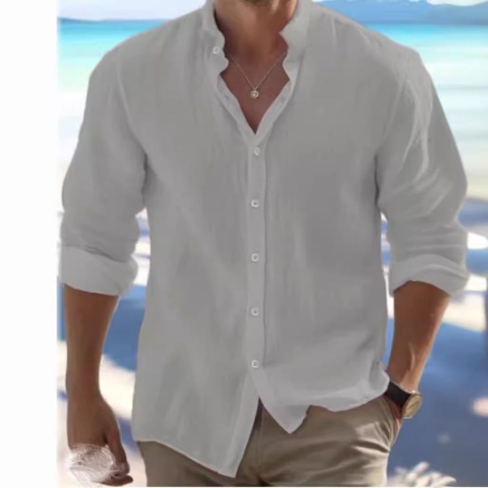 Men's Linen Button Summer Beach Shirt - Image 5