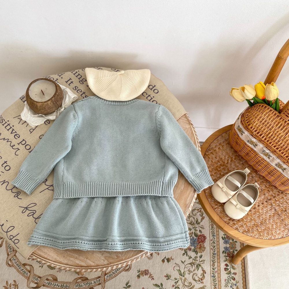 Baby Embroidered Hollow Knitted Coat Knitted Halter Skirt - Image 4