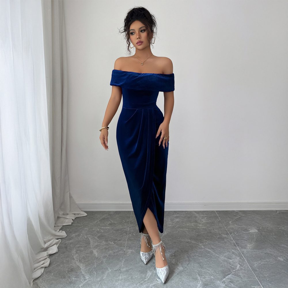 Elegant Tube Top Solid Color Dress Women - Image 2