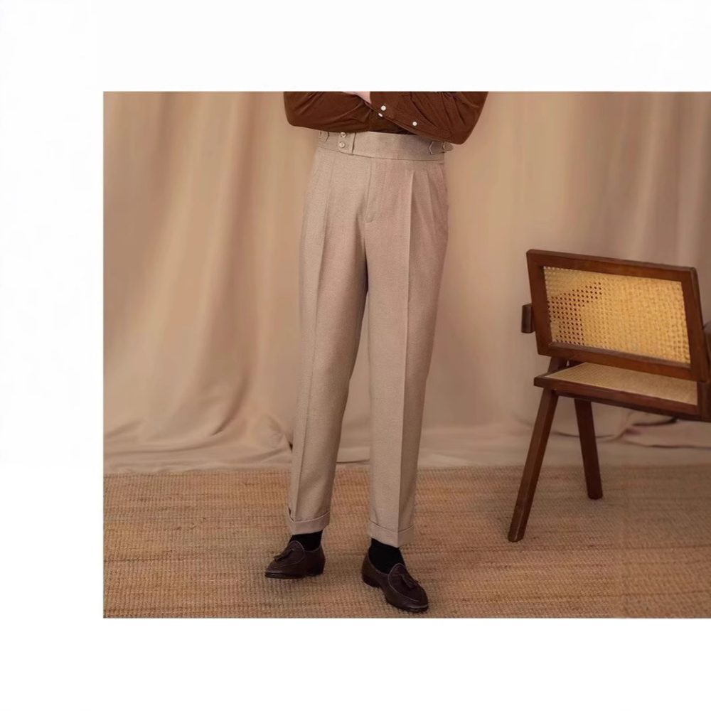 Casual Straight Slim Fit Buckle Suit Pants - Image 2