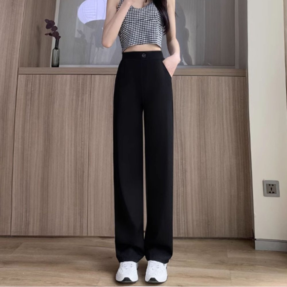 Black Suit Pants Women's Thin Drooping Straight Casual Pants