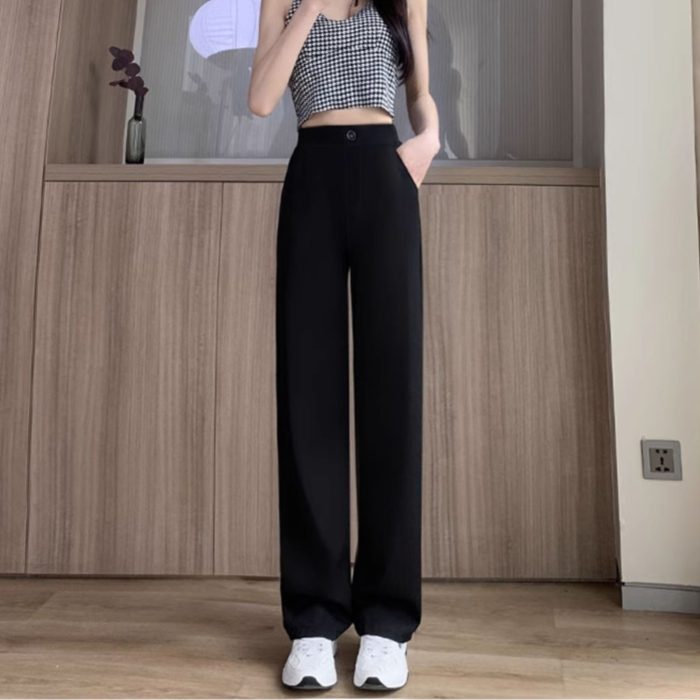 Black Suit Pants Women's Thin Drooping Straight Casual Pants