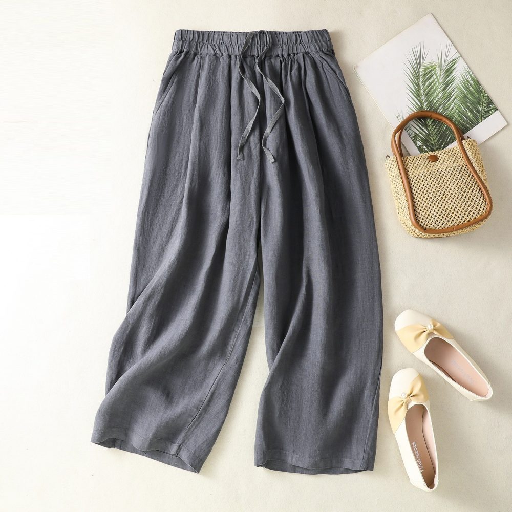 All-matching Loose Casual New Retro Literary Wide Leg Cotton Linen Pants - Image 4