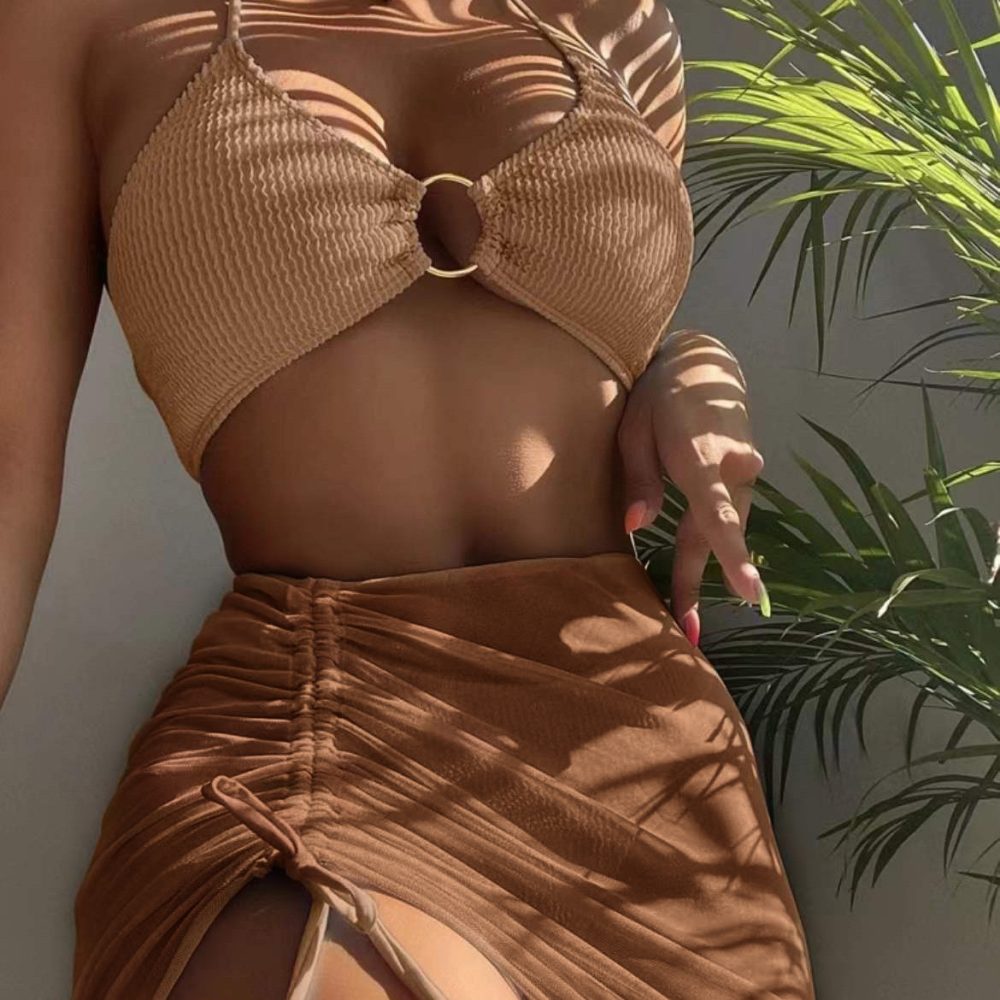3pcs Halter Bikini Summer Fashion Personalized Three-point Beach Swimsuit For Women - Image 2