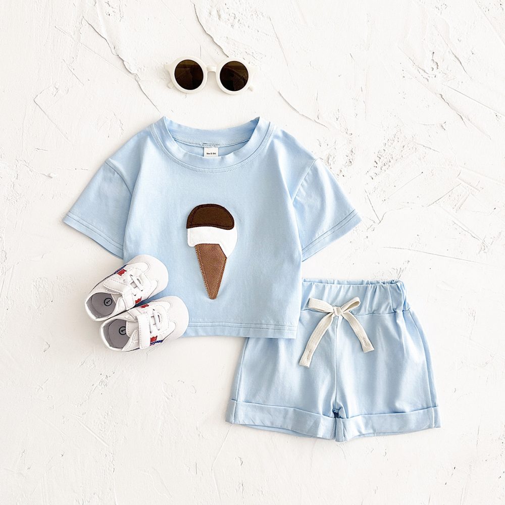 Baby Ice Cream Patch Short Sleeve Suit - Image 7