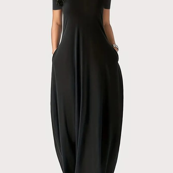 Short Sleeve Long Swing Dress