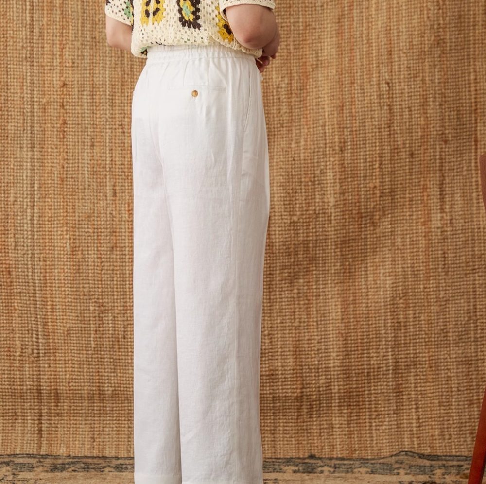 Linen Loose High Waist Lace Trousers With An Elasticated Waist Casual Pants - Image 6