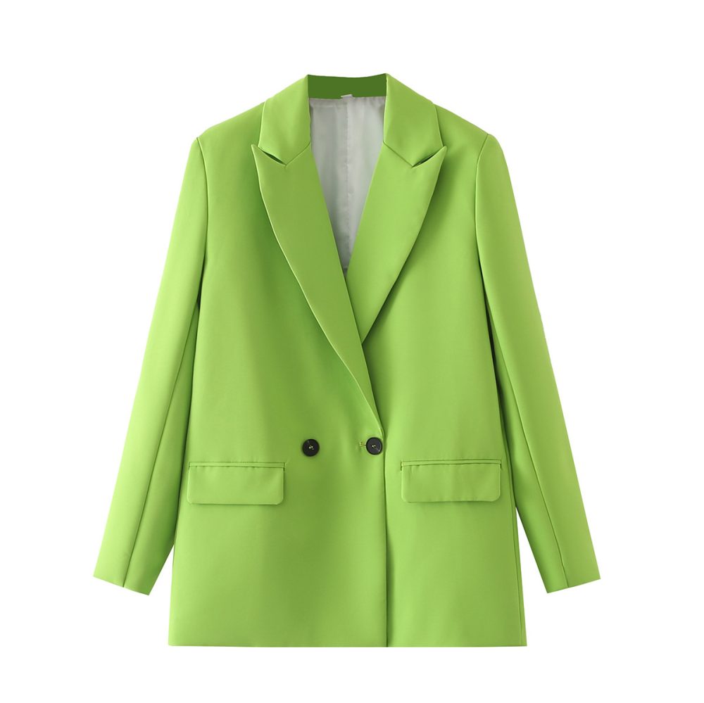 Women's Multicolor Double Breasted Suit Coat Suit - Image 4