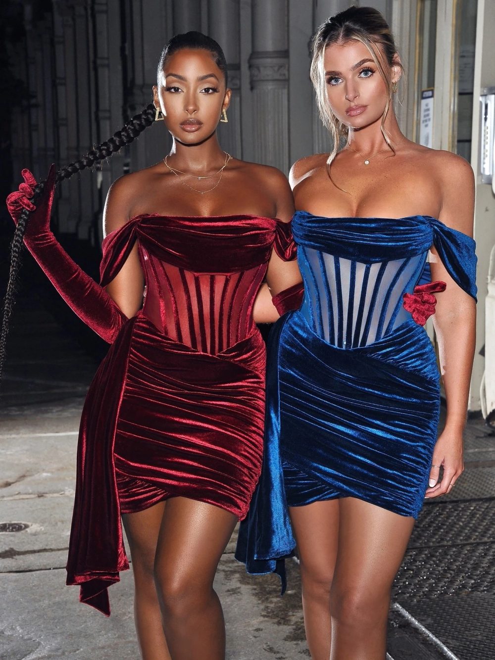 Women's Velvet With Breast Sexy Evening Dress - Image 5