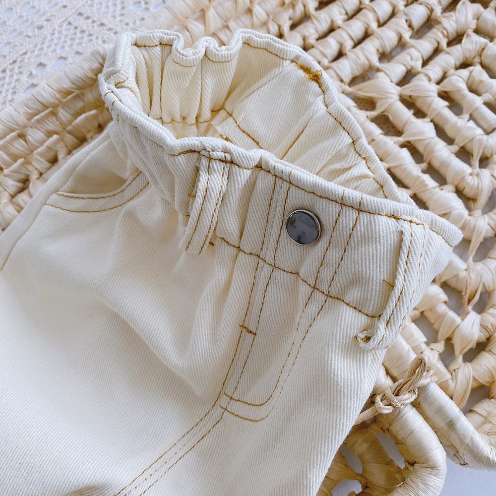 Baby Solid Color Casual High Waist Soft Jeans - Image 4