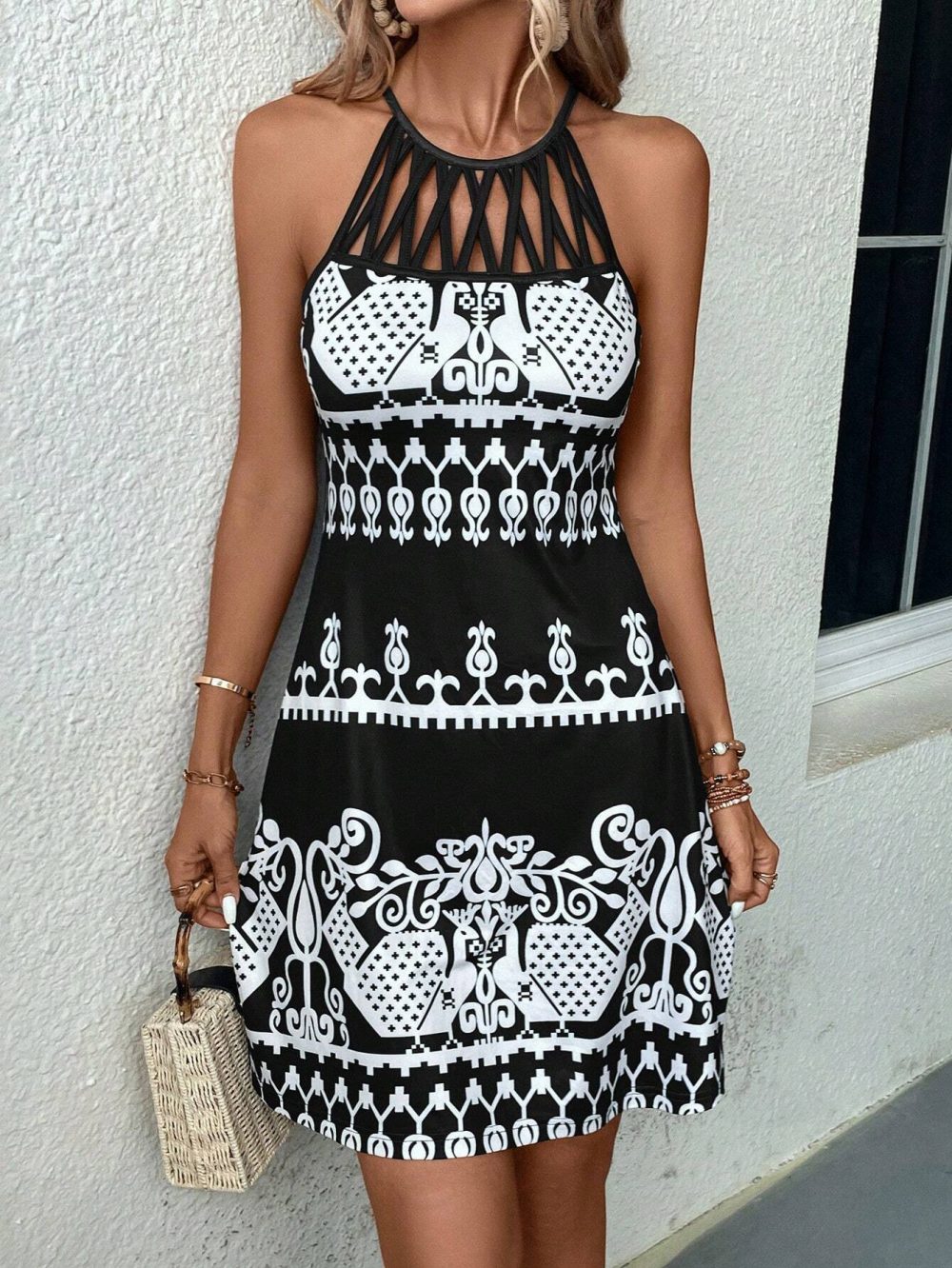 Women's Spaghetti-strap Floral Print All-matching Sleeveless Medium Dress - Image 7