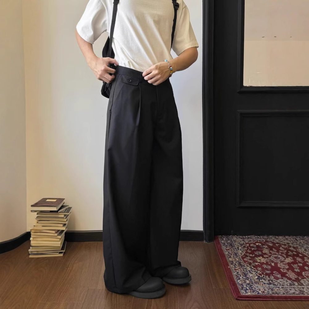 Solid Color Draping Casual Suit Pants Men's Straight Loose Wide-leg Pants - Image 4