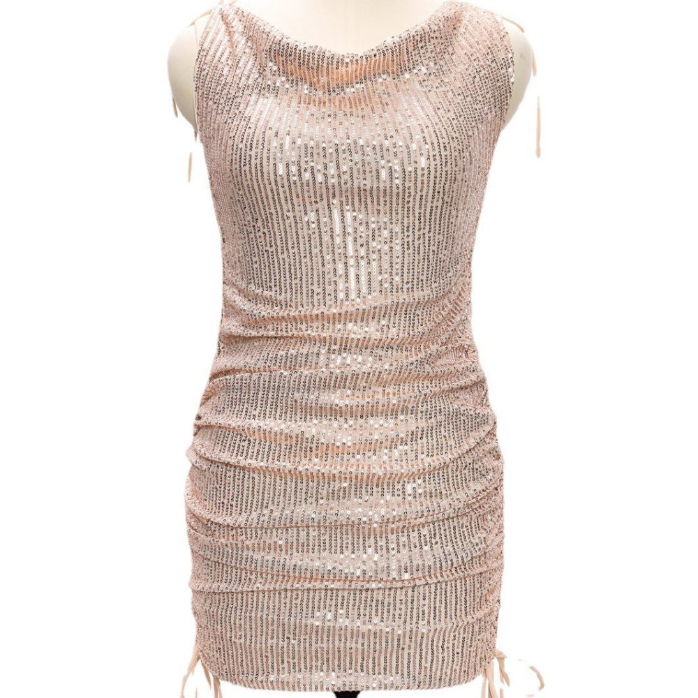 V-neck Sequins Suspender Skirt European And American - Image 5