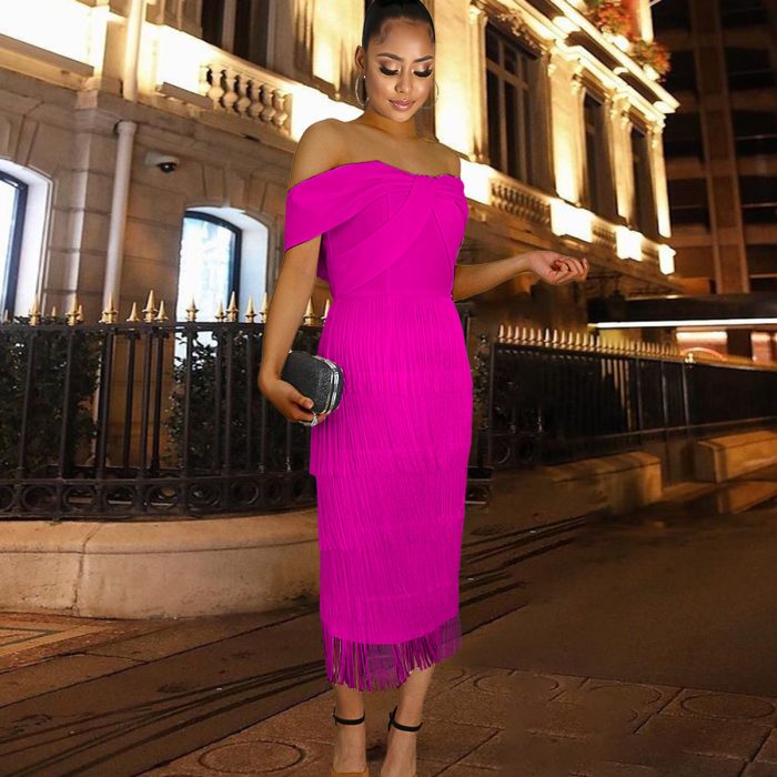 Tube Top High Waist Tassel Dress Women