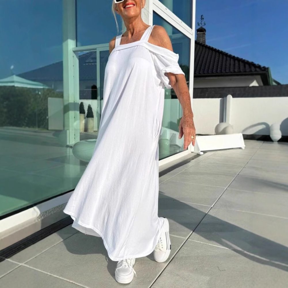 Women's Suspenders Loose Long Dress Cotton - Image 3