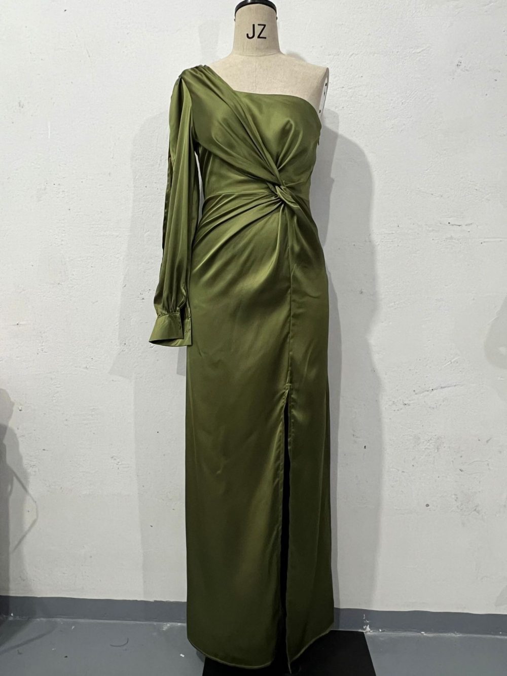 Women's One-shoulder Split Dress Ins Fashion Long-sleeved Slim Long Dresses Party Evening Clothing - Image 8