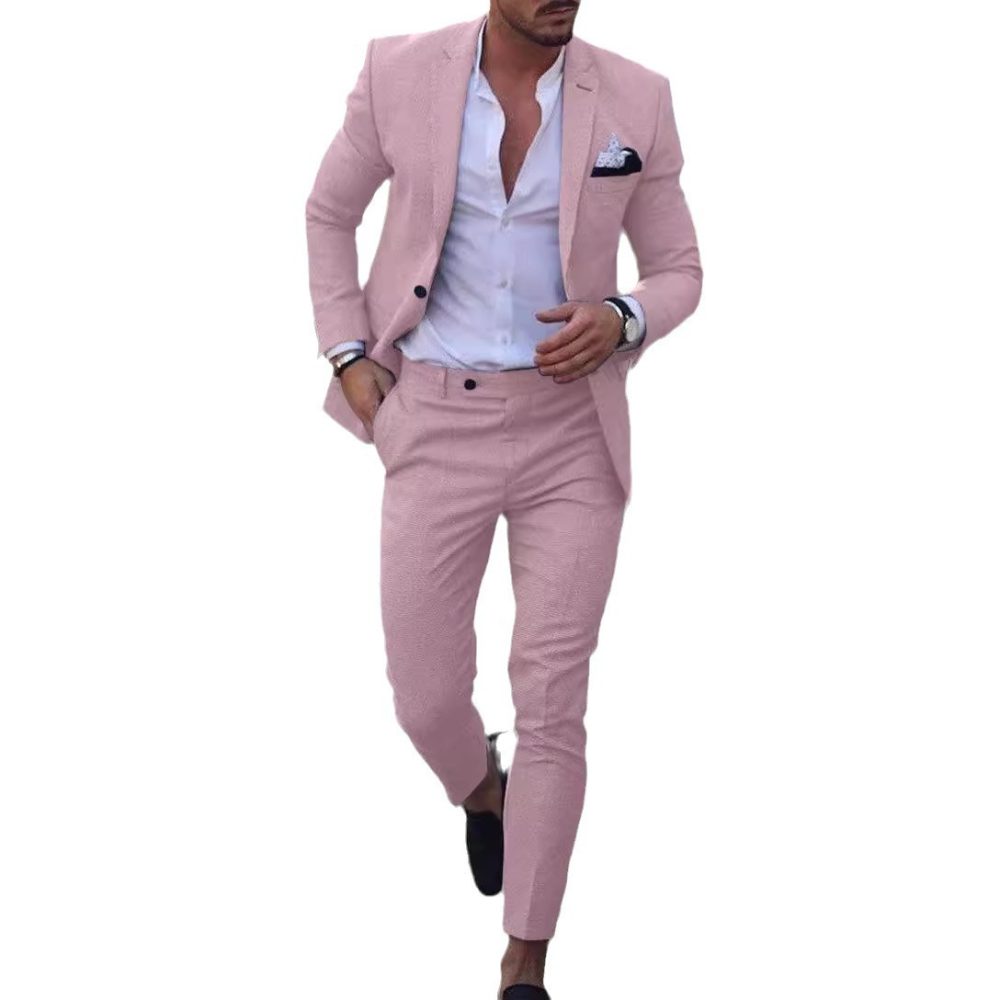 Men's Two-piece Suit One Button Linen Cotton Linen Solid Color - Image 5