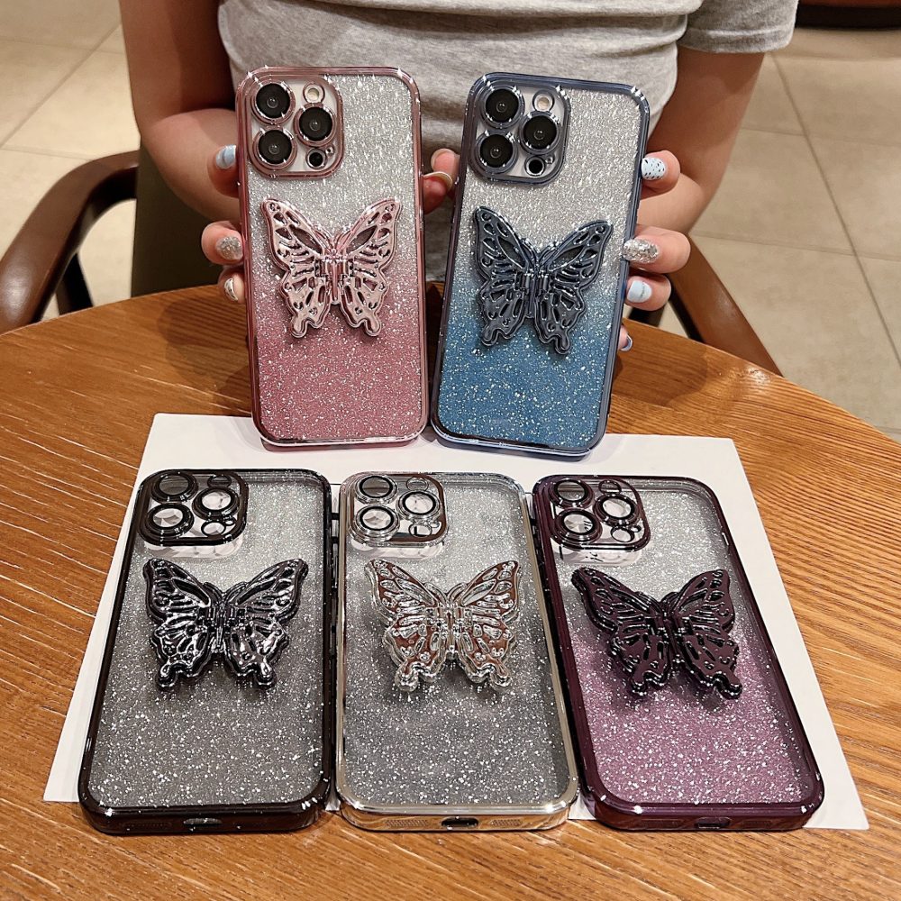 Hollow Butterfly Phone Case Gradient Transparent Plating Protective Cover - Image 4