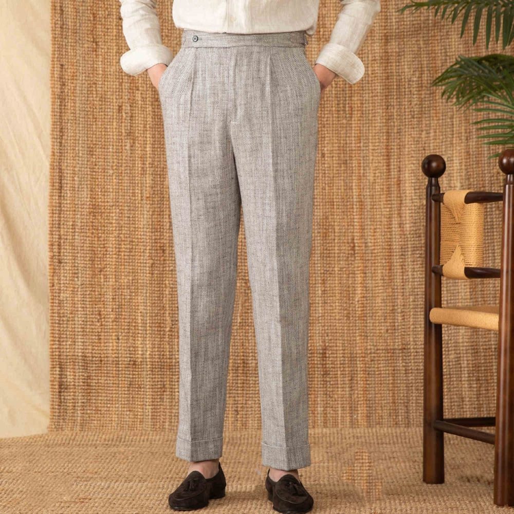 Cotton And Linen Thin Breathable Casual High Waist Straight Pants - Image 2