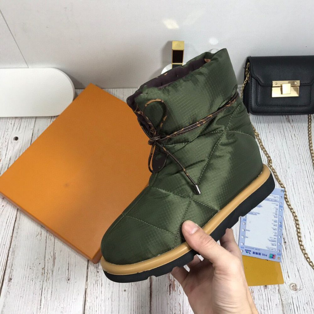 Printed Solid Color Down Cotton Warm Boots - Image 3