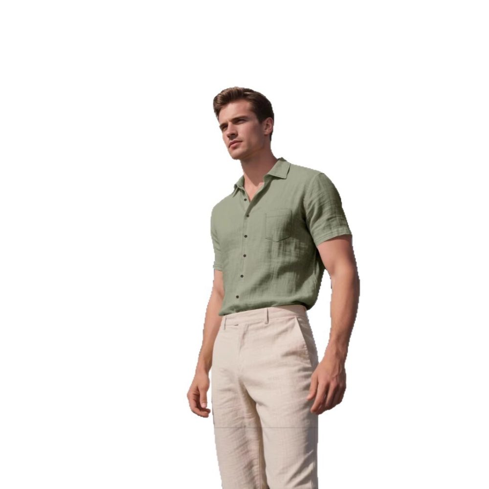Men's Linen Short-sleeved Shirt - Image 5