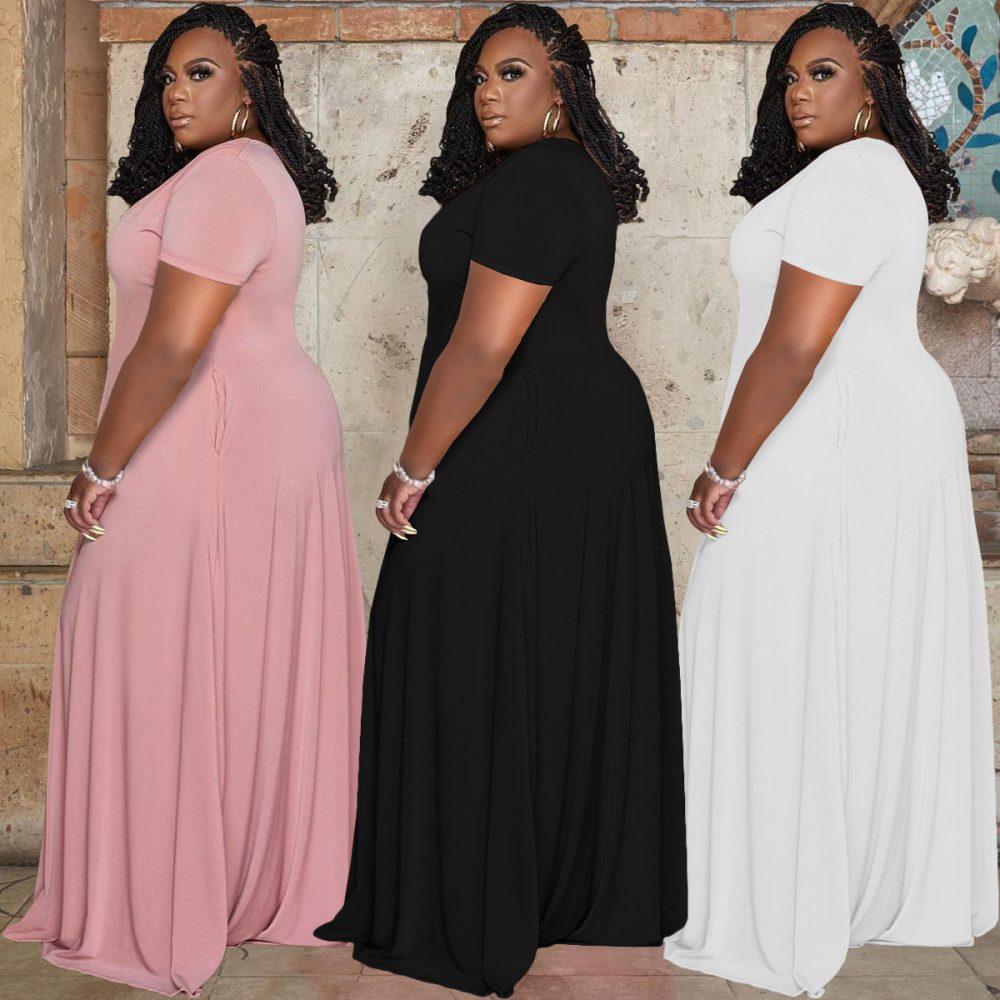 Casual Fashion V-neck Solid Color Plus Size Women's Clothing - Image 7