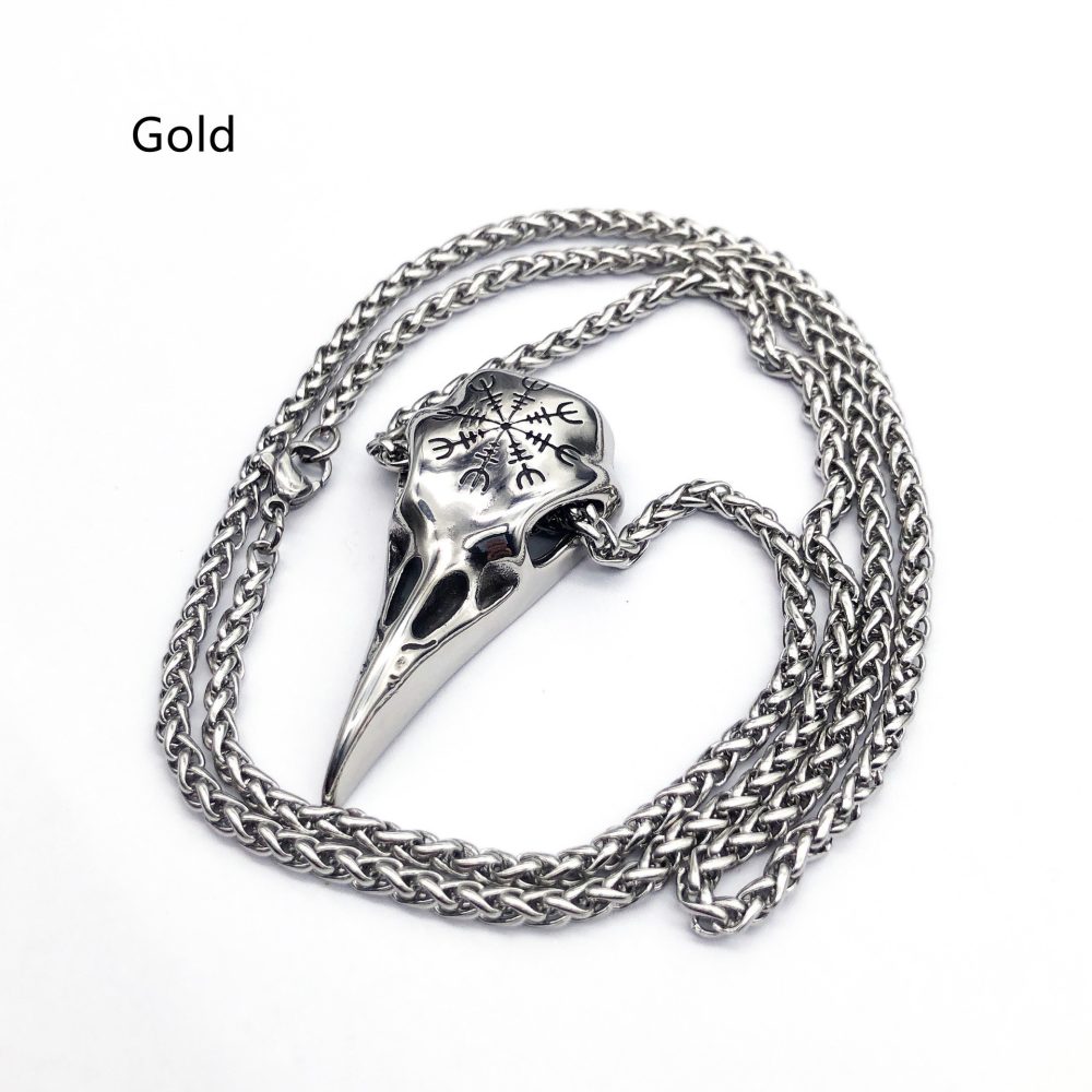 Mens Fashionable Vintage Viking Symbol Skull Eagle Beak Pendant Necklace - Image 6
