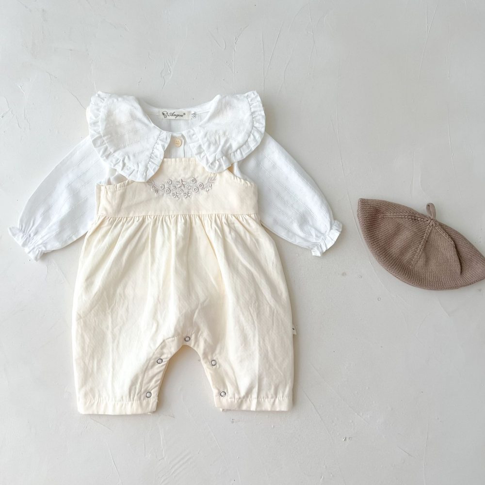 Baby Girl's Loose Adjustable Suspender Romper - Image 2