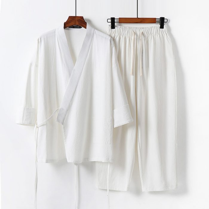 Cardigan Hanfu Trendy Cotton And Linen Two-piece Suit
