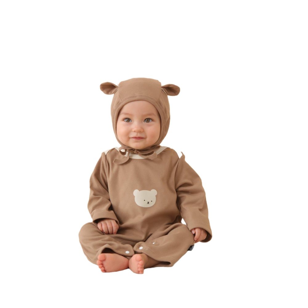 Children's Dralon Jumpsuit Hat Two-piece Set Infant Warm Rompers - Image 4
