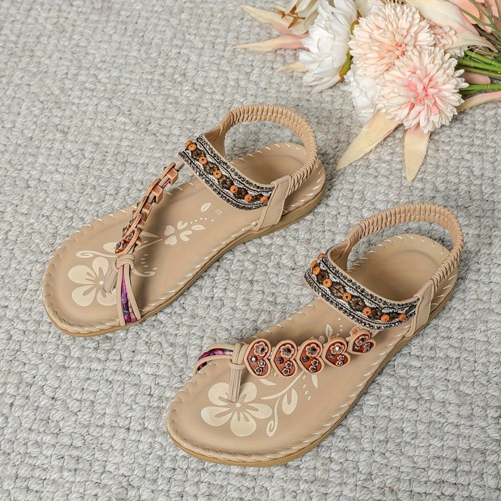 Bohemian Thong Sandals Summer Fashion Flowers Flat Beach Shoes For Women - Image 9
