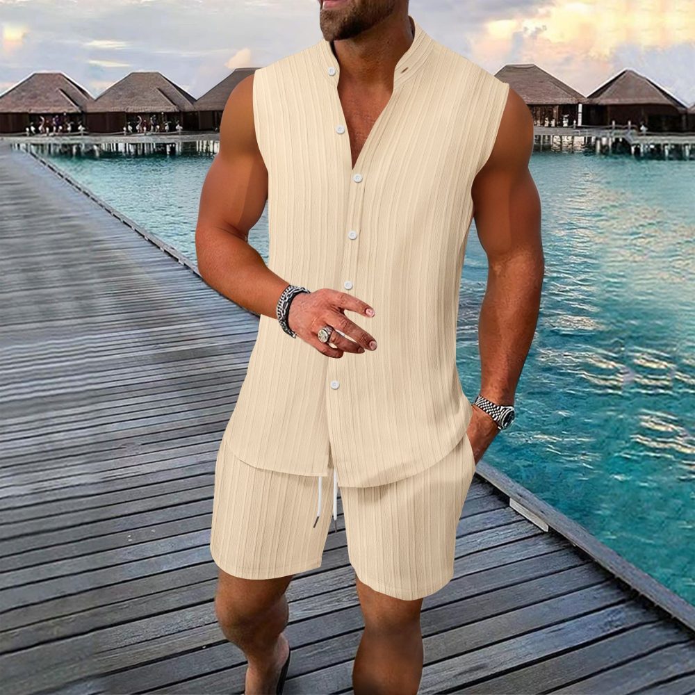 Men's Vest Casual Loose Sleeveless Shorts Suit - Image 9