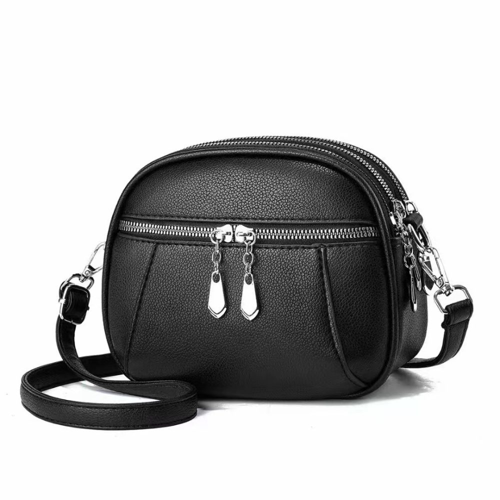 Solid Color Small Round Bag Fashion Multi-pocket Large Capacity Shoulder Crossbody Bags For Women Handbags - Image 9