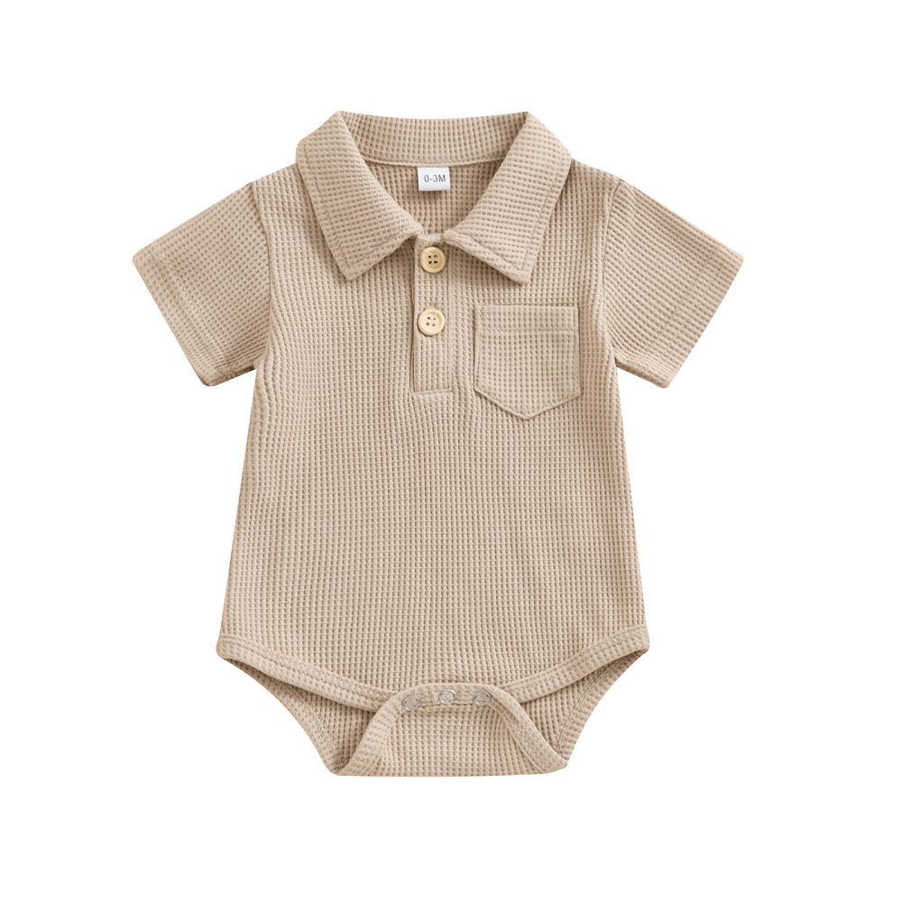 Baby Fashion Casual Solid Color Waffle Jumpsuit - Image 7