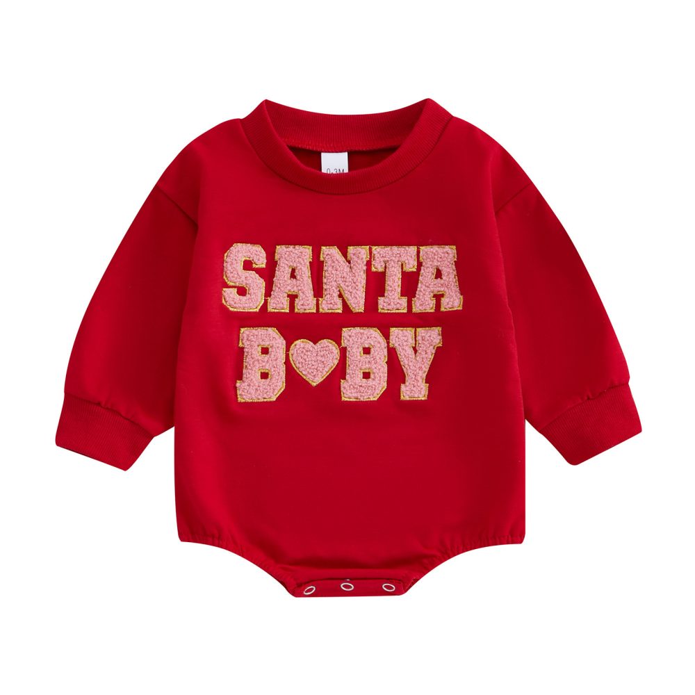 Christmas Clothes For Girls Boys Casual Sweatshirt Romper Cute Letter Long Sleeve Jumpsuit Newborn Bodysuits - Image 6